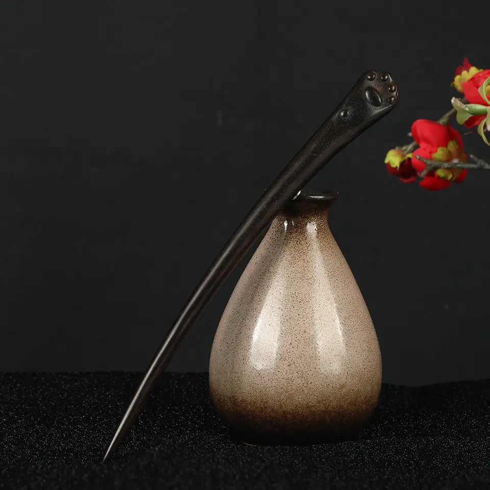 Elegant Wooden Hairpin with Dragon Design - Image 7