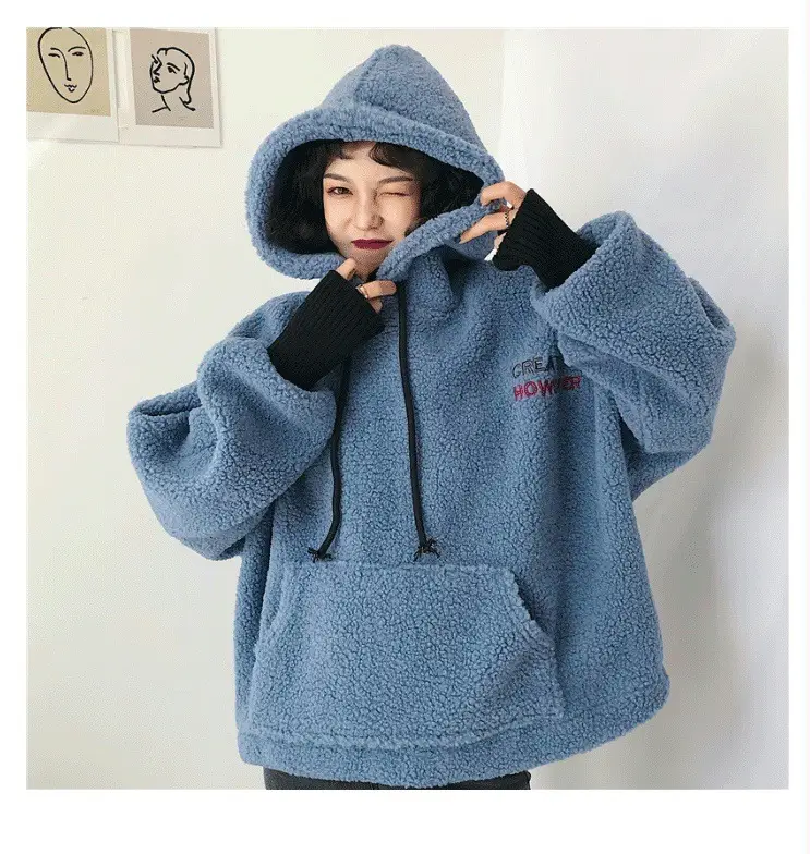 Winter Hooded Velvet Wool Pullover Women's Fashion - Image 6
