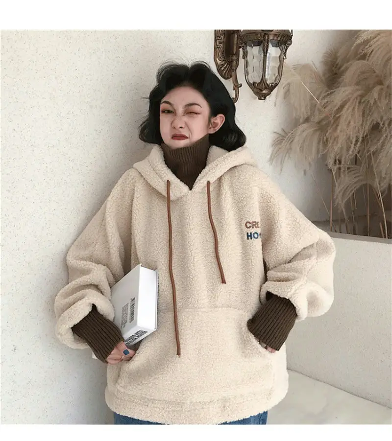 Winter Hooded Velvet Wool Pullover Women's Fashion — feature 11
