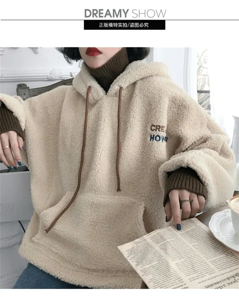 Winter Hooded Velvet Wool Pullover Women's Fashion — feature 18