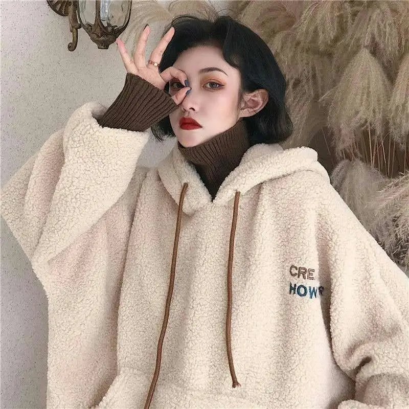 Winter Hooded Velvet Wool Pullover Women's Fashion — feature 6