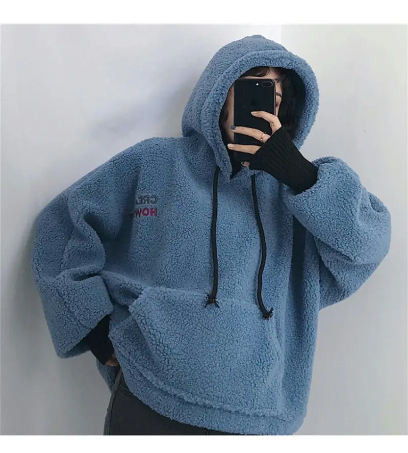 Winter Hooded Velvet Wool Pullover Women's Fashion - Image 2