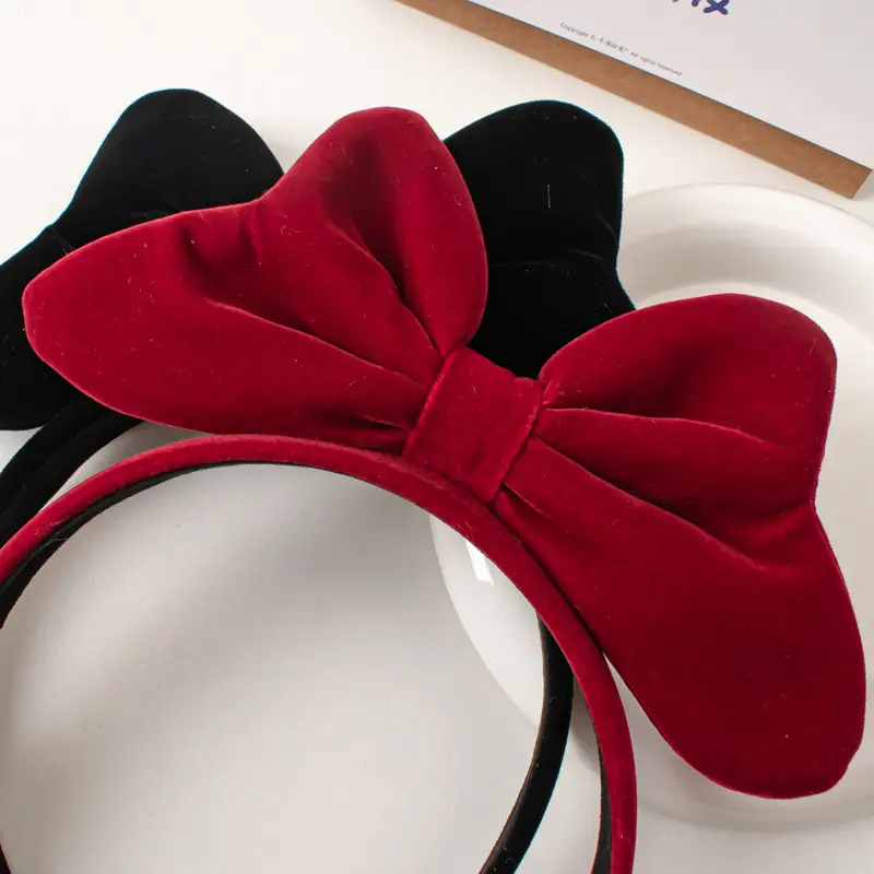 Red Velvet Bow Headband for Girls - Image 6