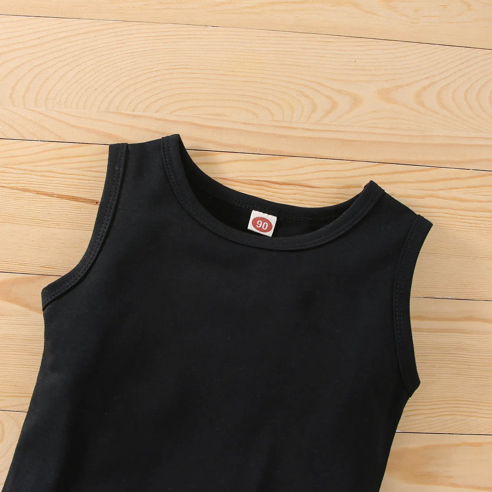 Black Sleeveless Vest & Cream Pants Set for Girls - Image 5
