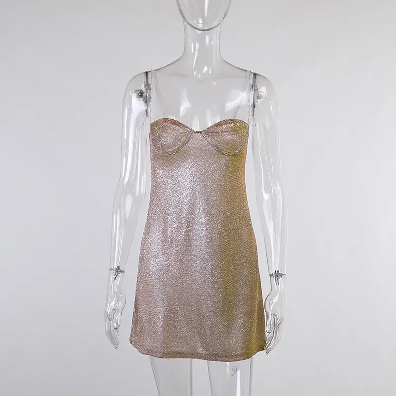 2022 Glitter Strap Princess Dress Cross-border Solid Color