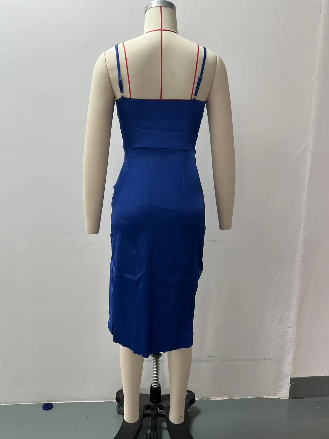 Green Satin Split Skirt Dress with High Slit — feature 50