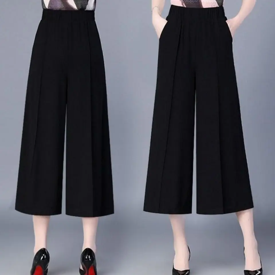 Black Chiffon Wide Leg Pants for Women High Waist - Image 5