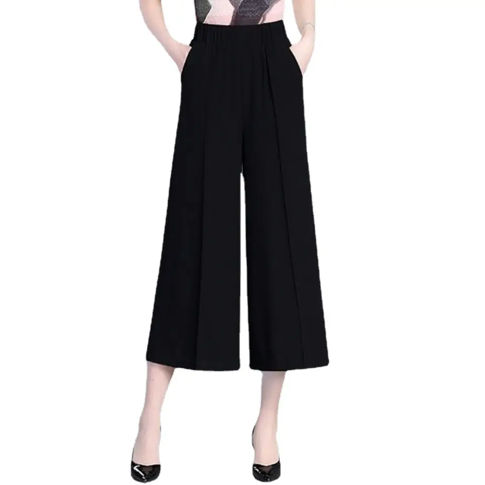 Black Chiffon Wide Leg Pants for Women High Waist - Image 7