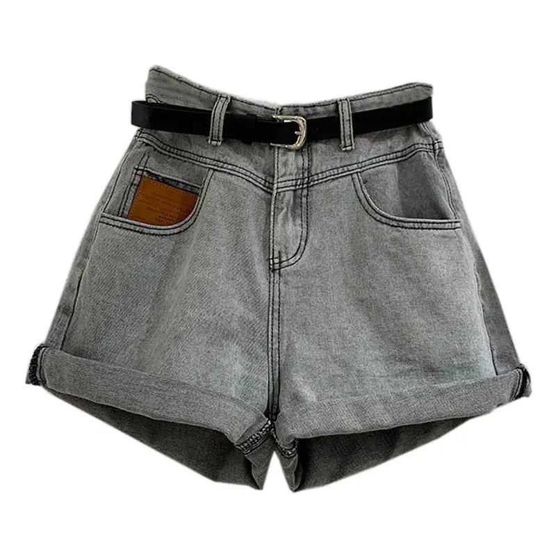 Women Grey Denim Shorts Wide Leg Spring Summer 2022 - Image 6