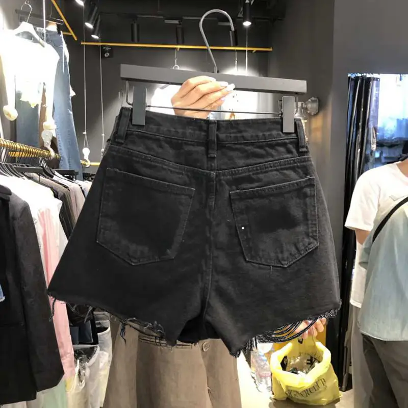 White Ripped Denim Shorts High Waist Women Summer - Image 6