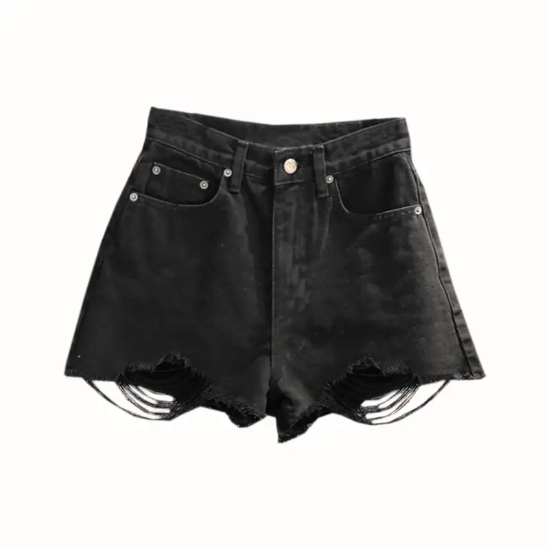 White Ripped Denim Shorts High Waist Women Summer - Image 7
