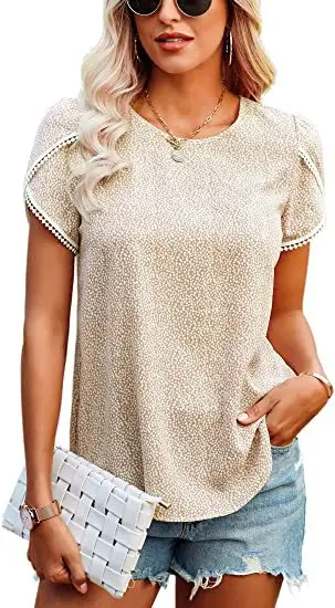 Women's Floral Lace Crochet Top Short Sleeve Summer - Image 4