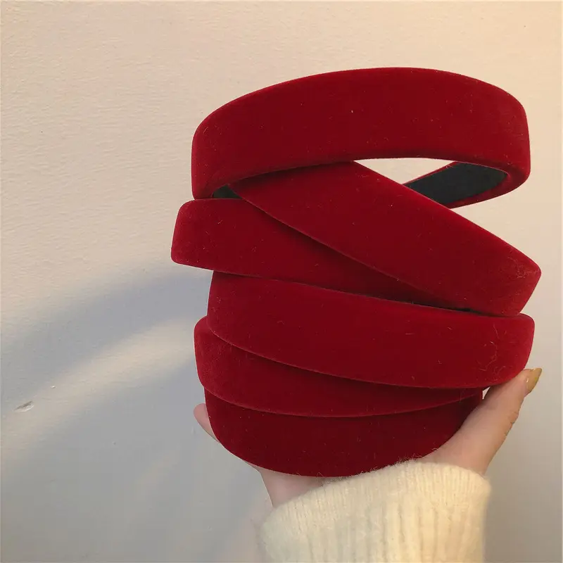 Red Velvet Velvet Headband for Women, Autumn Winter, French Style - Image 6