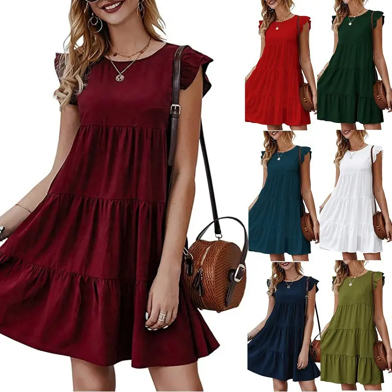 2023 Summer Women Navy Blue Pleated Dress - Image 10