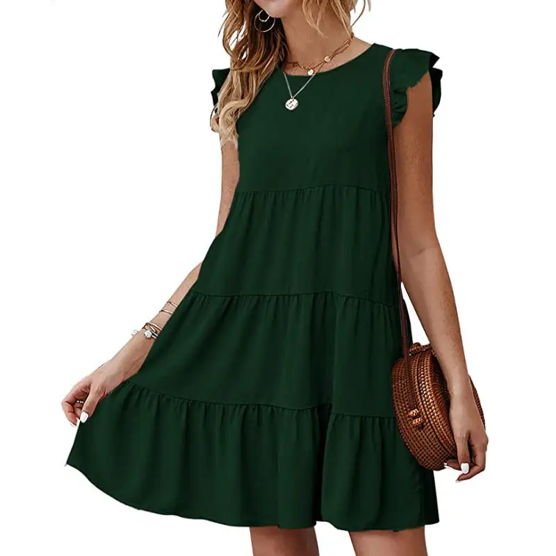 2023 Summer Women Navy Blue Pleated Dress - Image 13