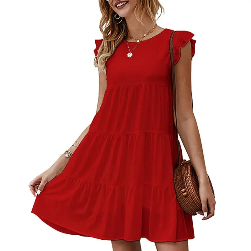 2023 Summer Women Navy Blue Pleated Dress - Image 2