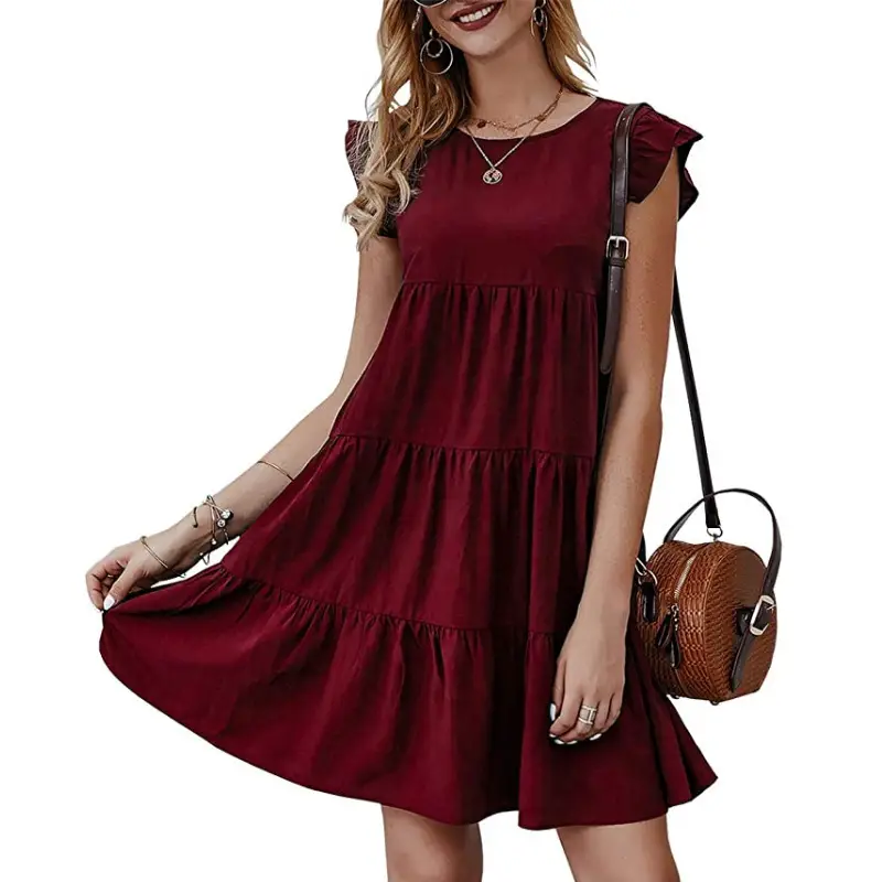 2023 Summer Women Navy Blue Pleated Dress - Image 3