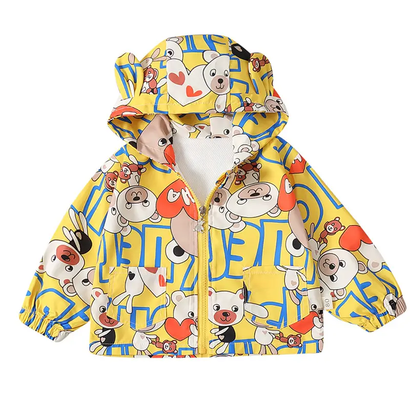 Children's Cartoon Hooded Jacket Yellow Spring Autumn 2025 - Image 5