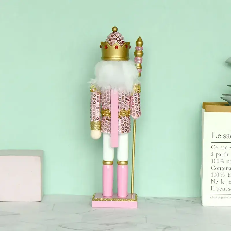 Pink King Nutcracker Christmas Decor 30cm - Image 2