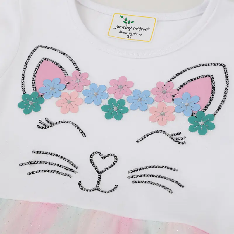 2024 Kids Cotton Printed Skirt Dress White - Image 4