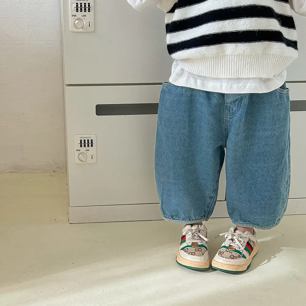 Children's Blue Denim Jeans Casual Pants 2025 Spring Autumn
