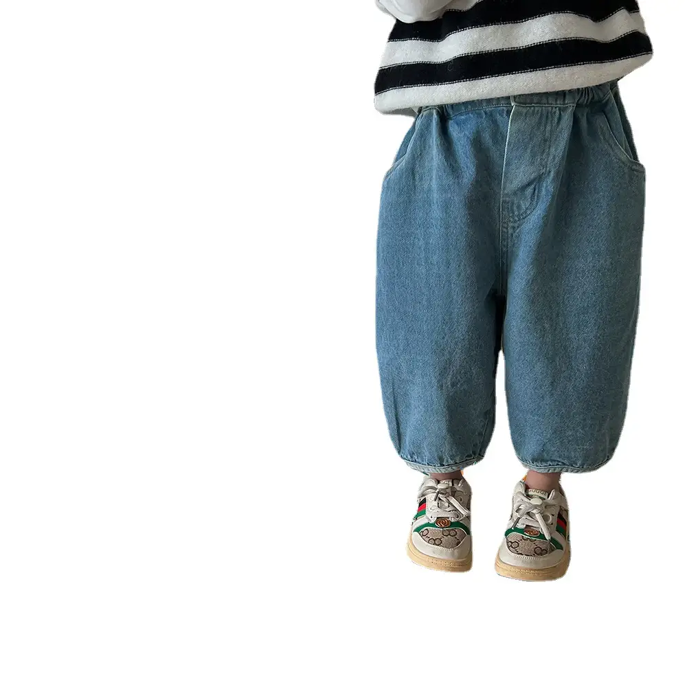 Children's Blue Denim Jeans Casual Pants 2025 Spring Autumn