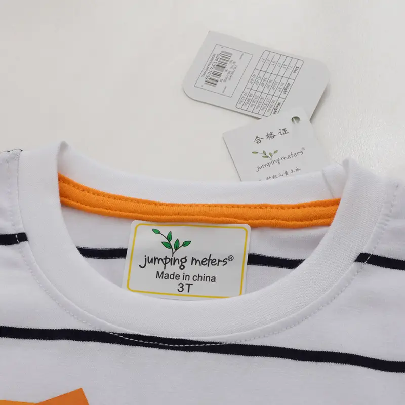Kids Striped T-Shirt with Orange Jackhammer Graphic - Image 3