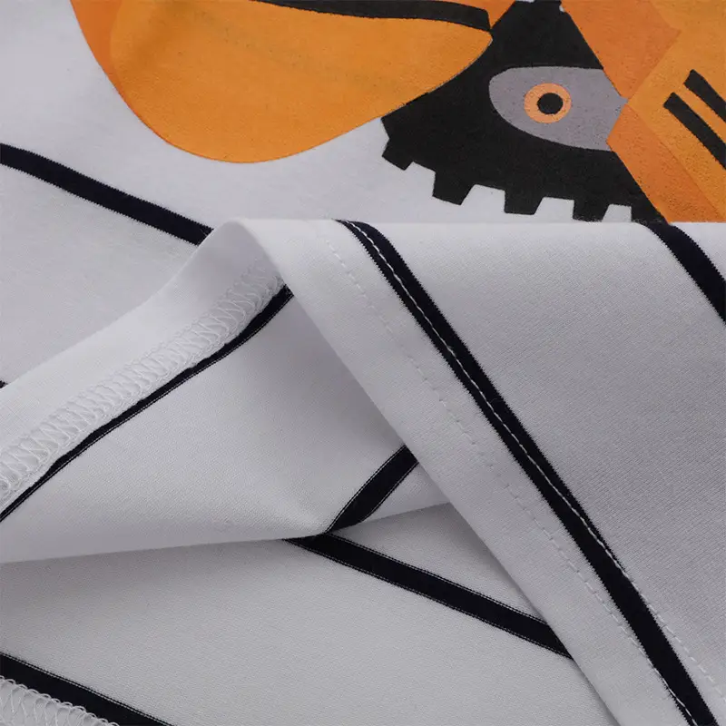 Kids Striped T-Shirt with Orange Jackhammer Graphic - Image 5