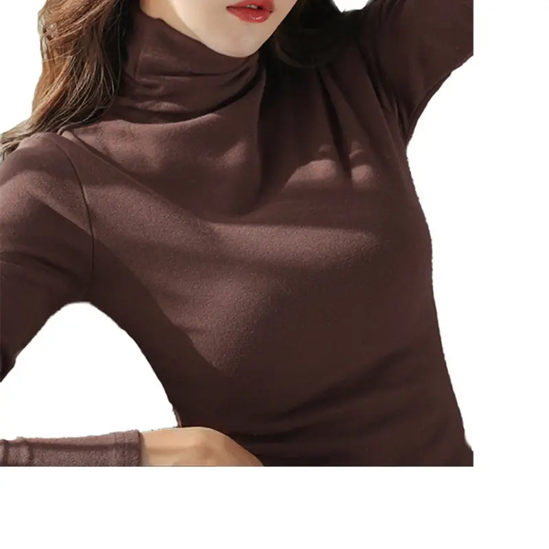 White Velvet High Collar T-Shirt for Women