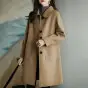 Women Woolen Coat Grey Medium Length Korean Style