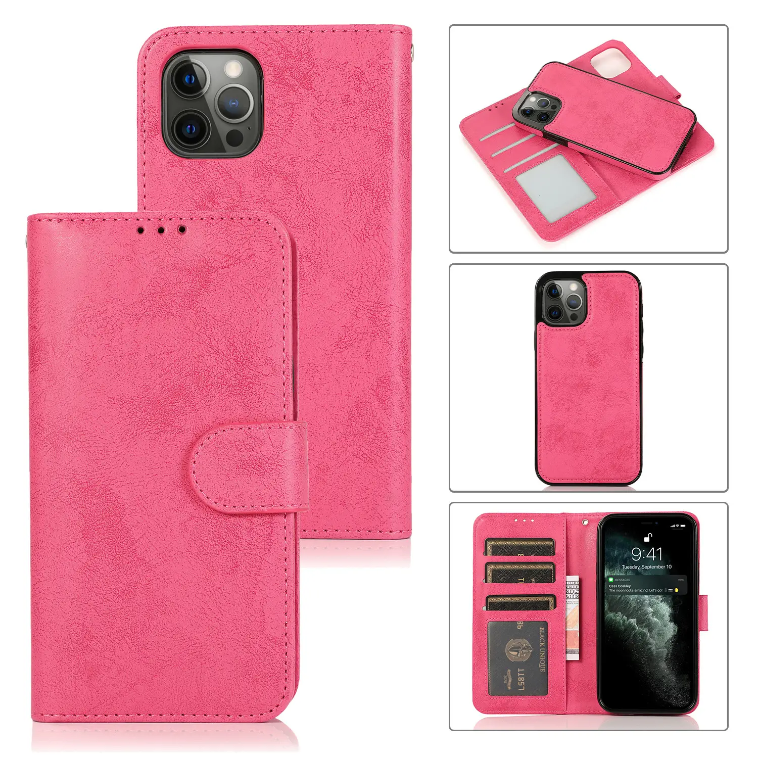 Pink Leather 2-In-1 Mobile Phone Case for iPhone 14 - Image 8