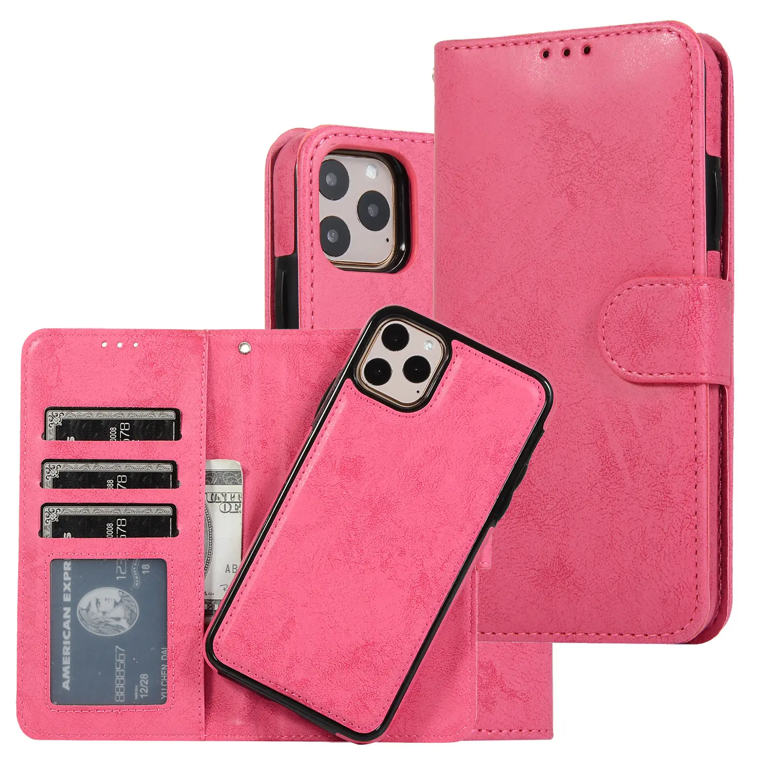 Pink Leather 2-In-1 Mobile Phone Case for iPhone 14 - Image 4