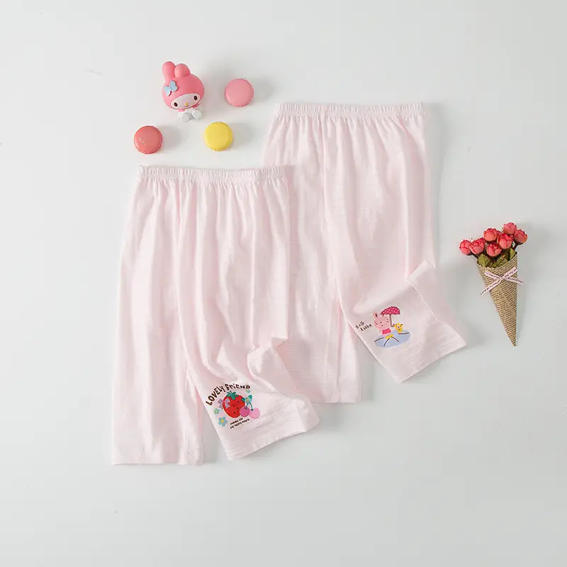 Children's White Bamboo Cotton Capri Pants 2-Pack - Image 6