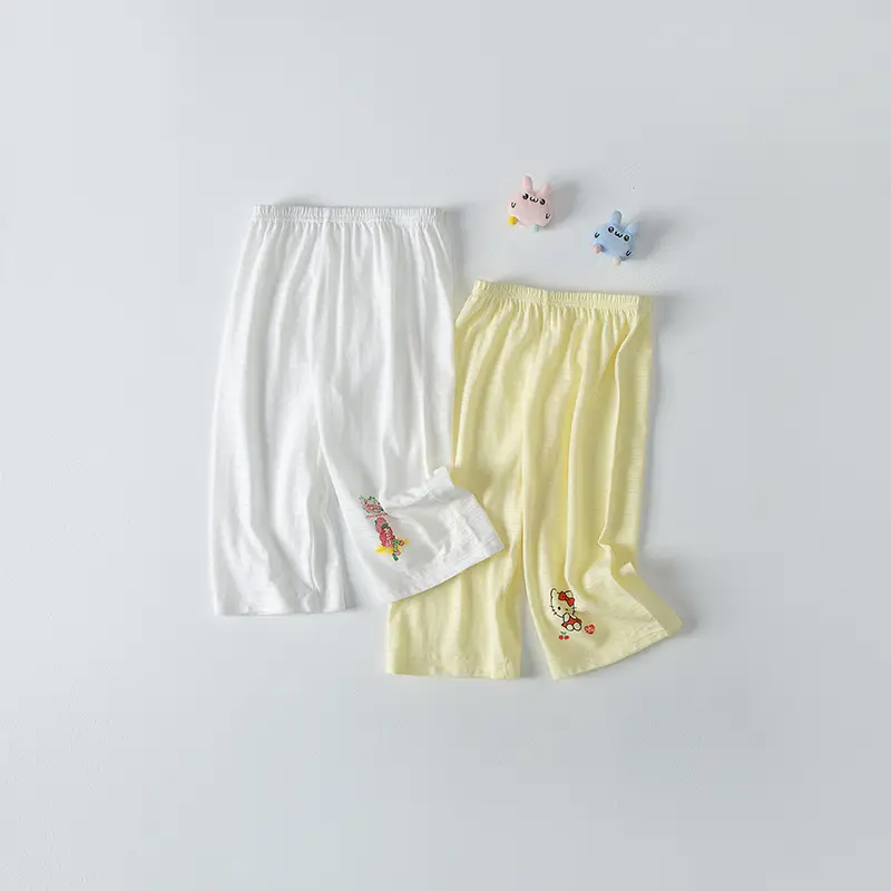 Children's White Bamboo Cotton Capri Pants 2-Pack - Image 2