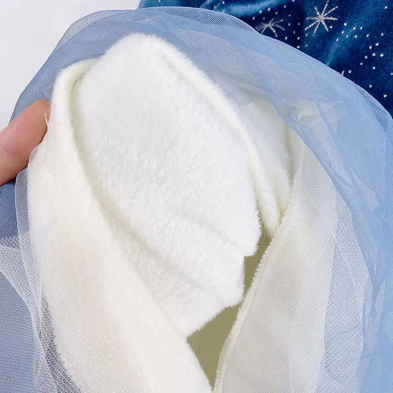 Frozen 2025 Winter Girls Elsa Velvet Star Dress
