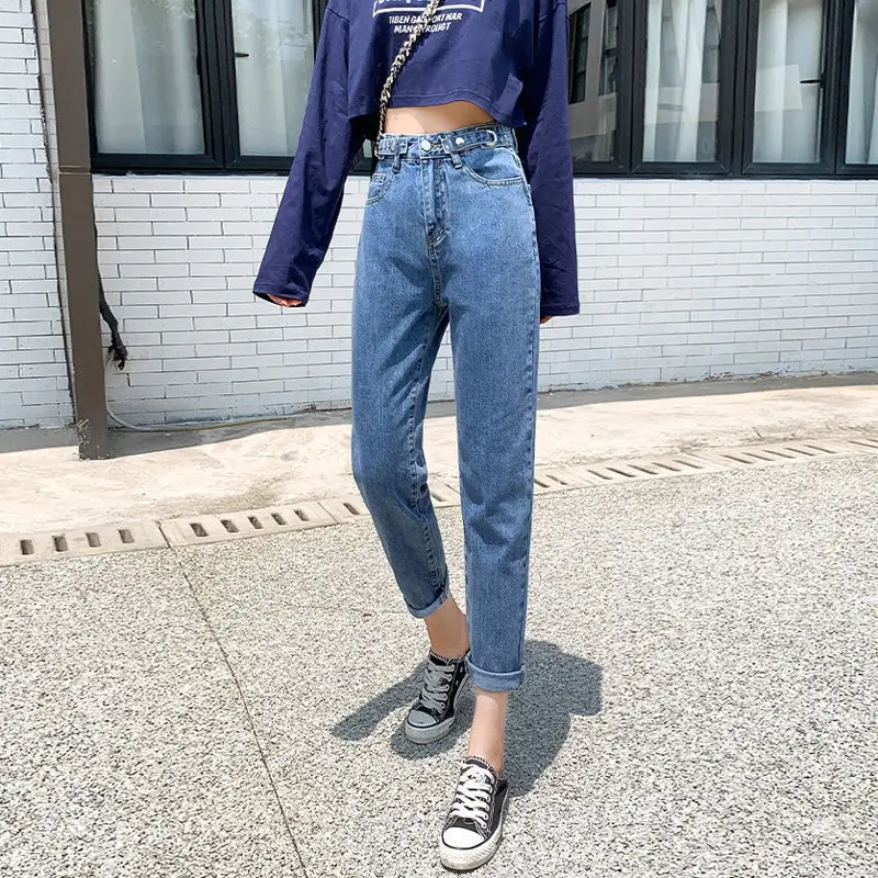 Women Dark Gray High Waist Petit Harlan Jeans Spring 2022