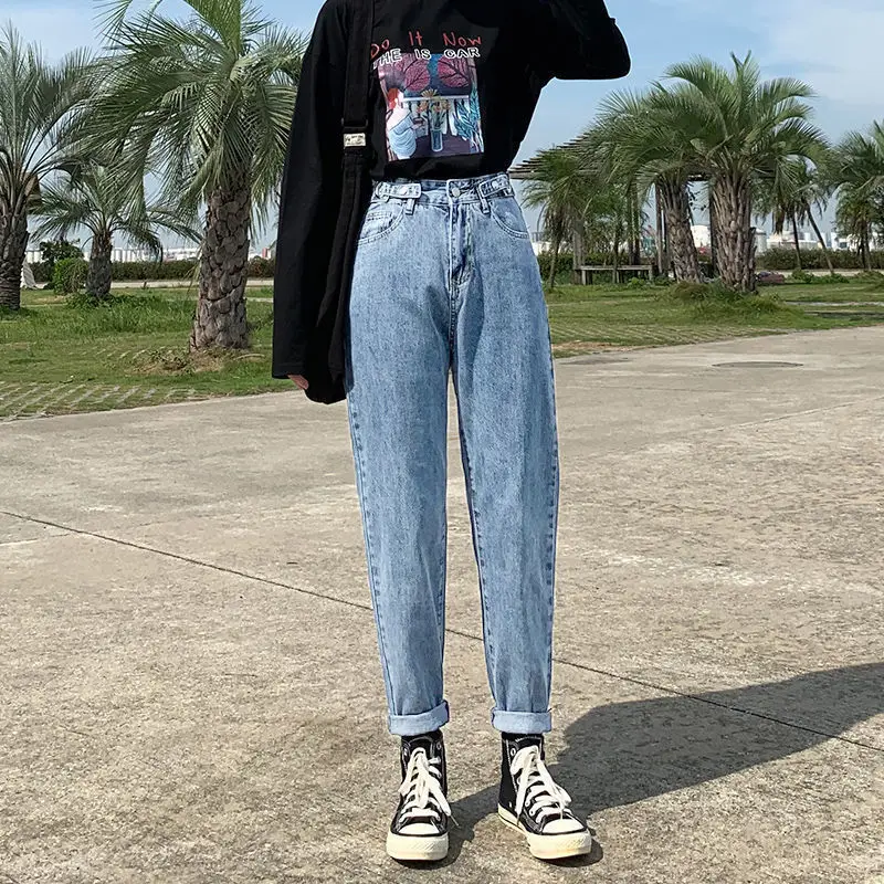 Women Dark Gray High Waist Petit Harlan Jeans Spring 2022