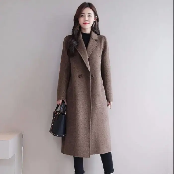 2024 Woolen Coat Women Black Mid-Length Large - Image 2