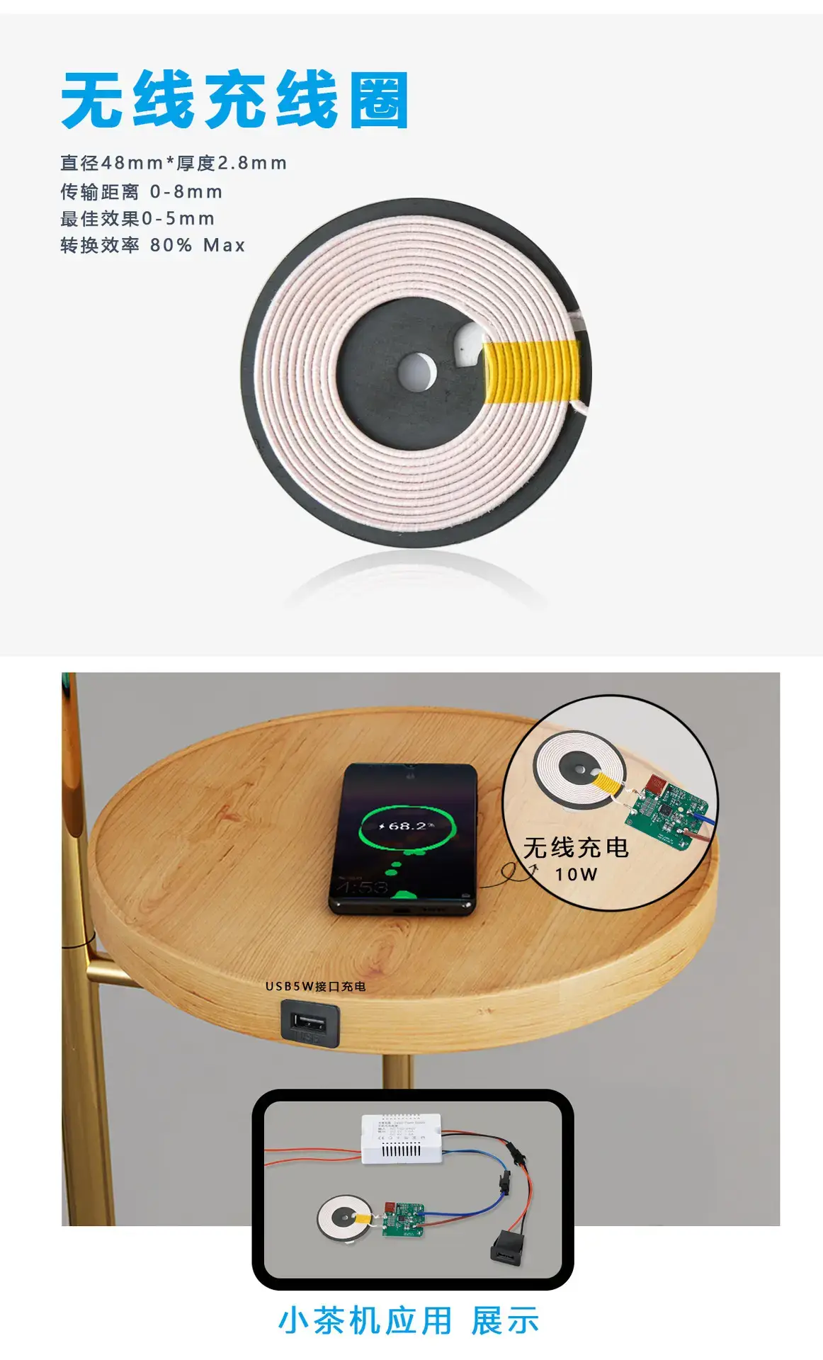 10W Wireless Desk Lamp with USB Fast Charge — feature 7