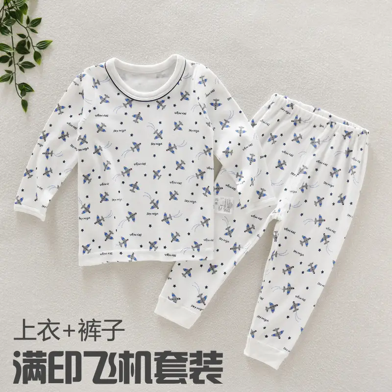 100 Cotton Boys Airplane Print Pajamas Set - Image 5
