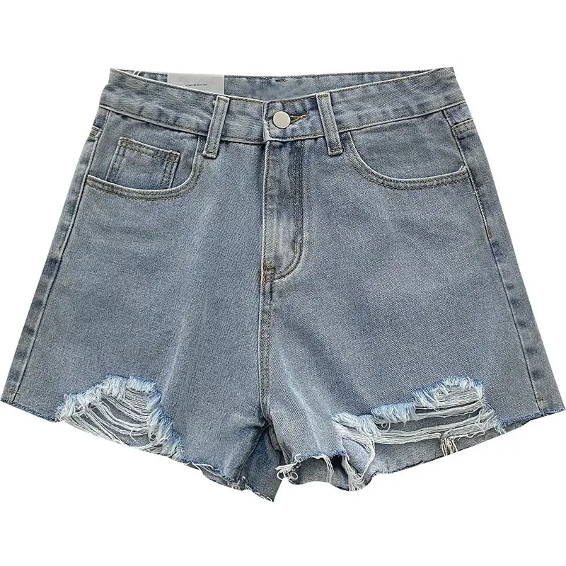 Women Ripped Denim Shorts Black 2022 - Image 10