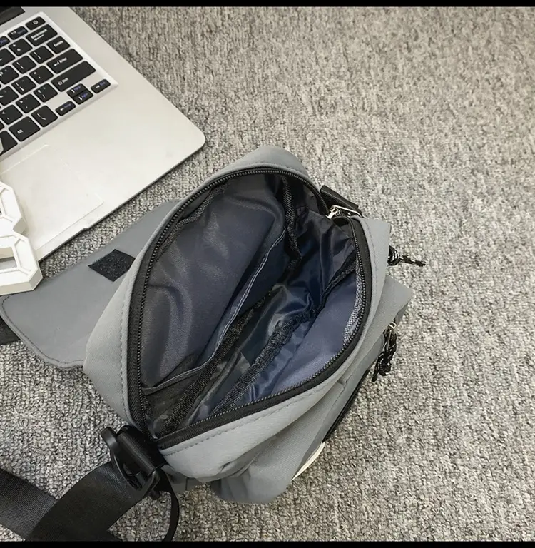 Men's Blue Messenger Bag with 3 Buttons — feature 47