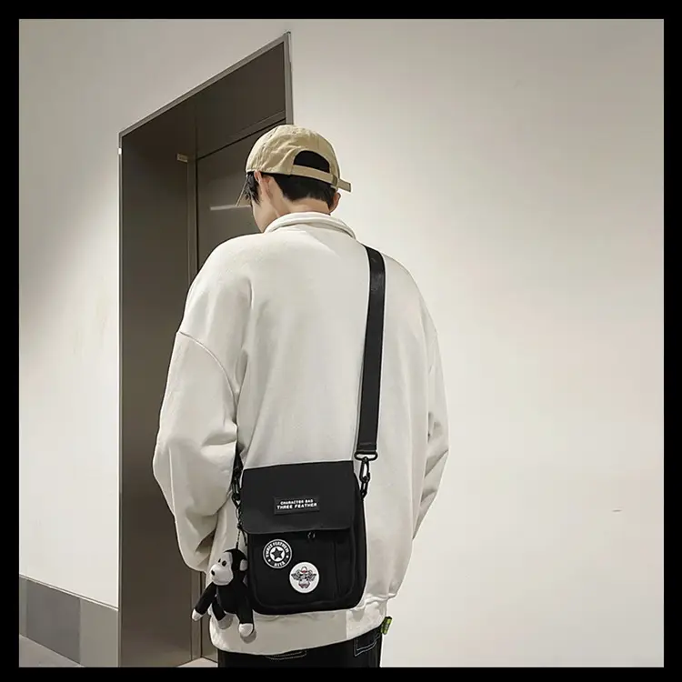 Men's Blue Messenger Bag with 3 Buttons — feature 7