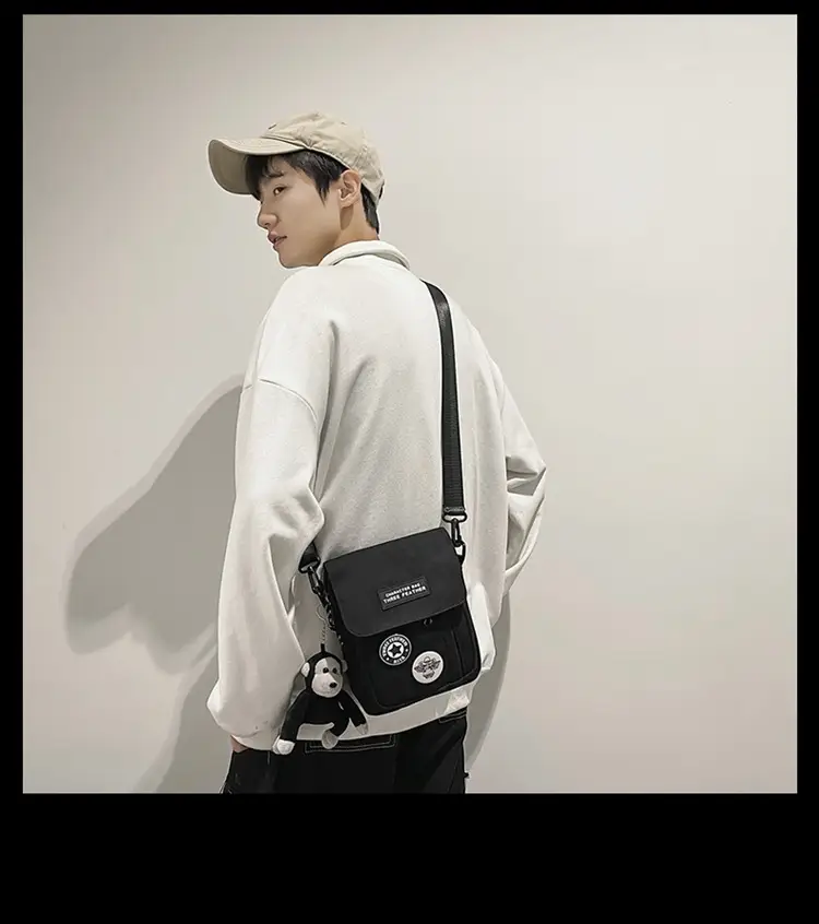 Men's Blue Messenger Bag with 3 Buttons — feature 9
