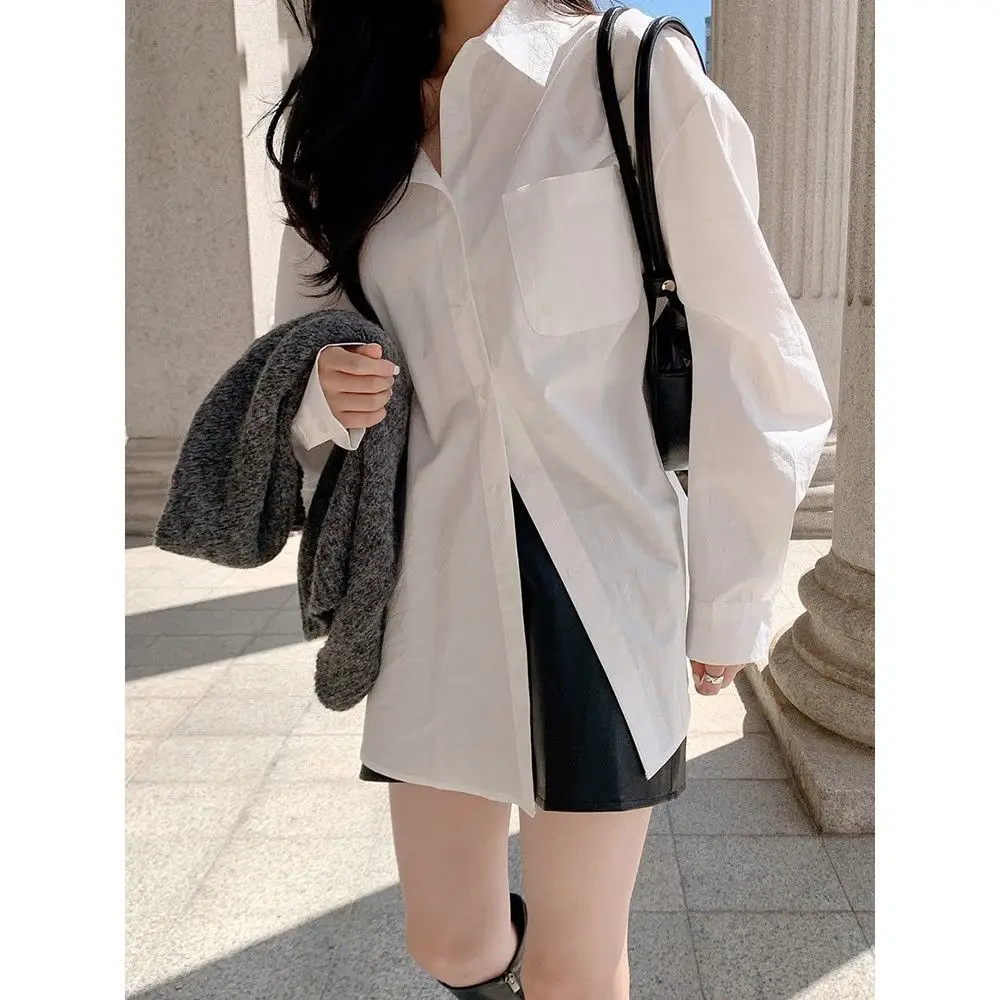 Women White Loose Slim French Shirt Summer — feature 3