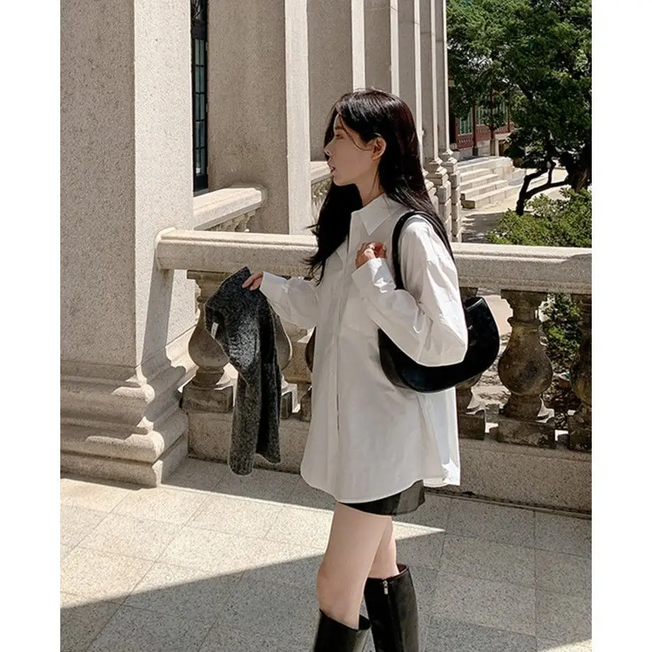 Women White Loose Slim French Shirt Summer — feature 5