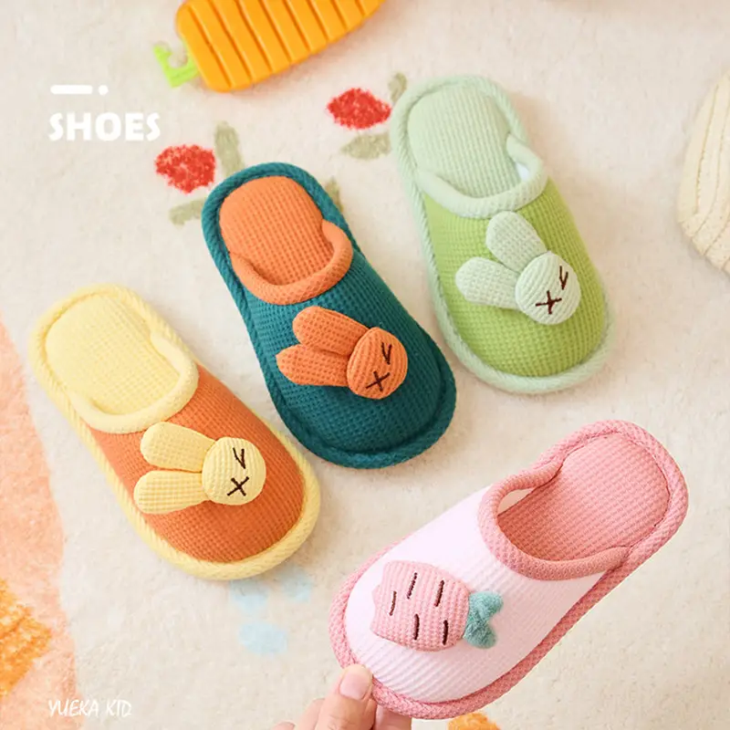 Winter New Cotton Slippers for Children, Wholesale Home Cotton Shoes for Babies, Boys' Warm Shoes, Non-Slip Girls' Plush Slippers