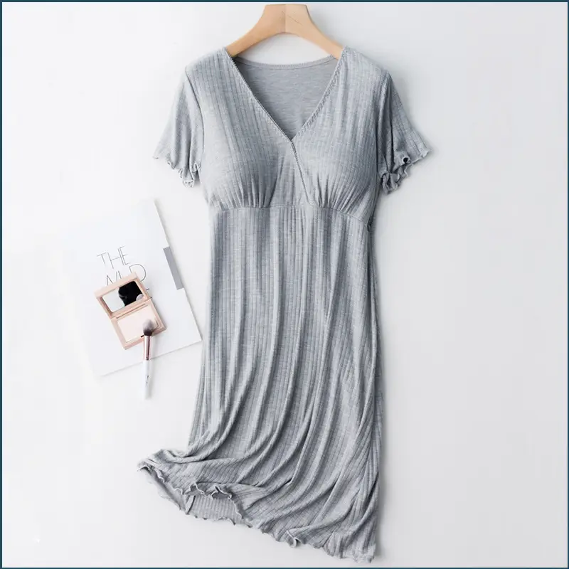 White Mid-Length Sleepwear Nightgown for Women - Image 10