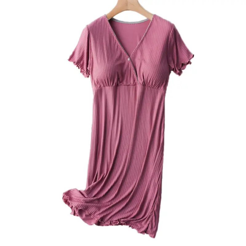 White Mid-Length Sleepwear Nightgown for Women - Image 13