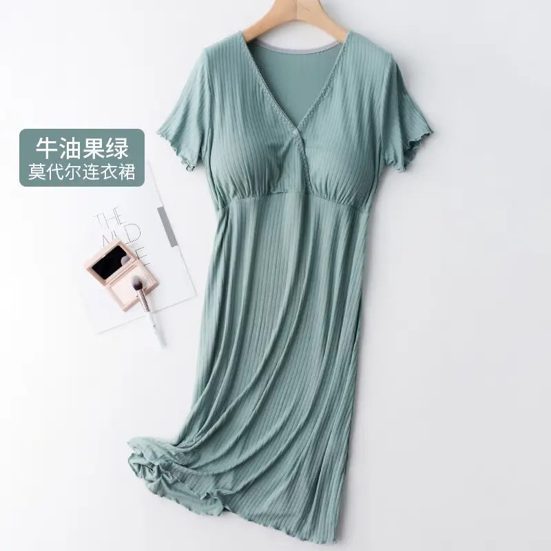 White Mid-Length Sleepwear Nightgown for Women - Image 7